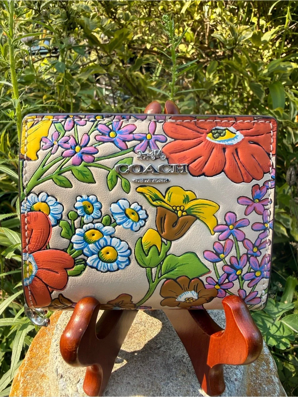Coach Floral Leather Snap Wallet CR796